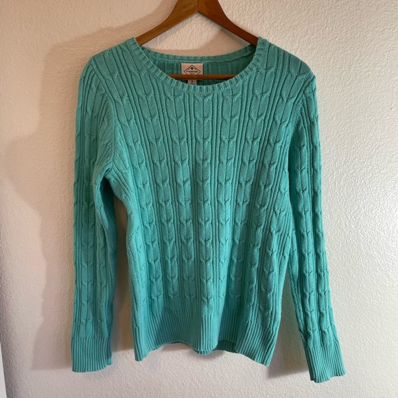 St. John's Bay Sweaters - St. John’s Bay Teal Cotton Cable Knit Sweater Size M